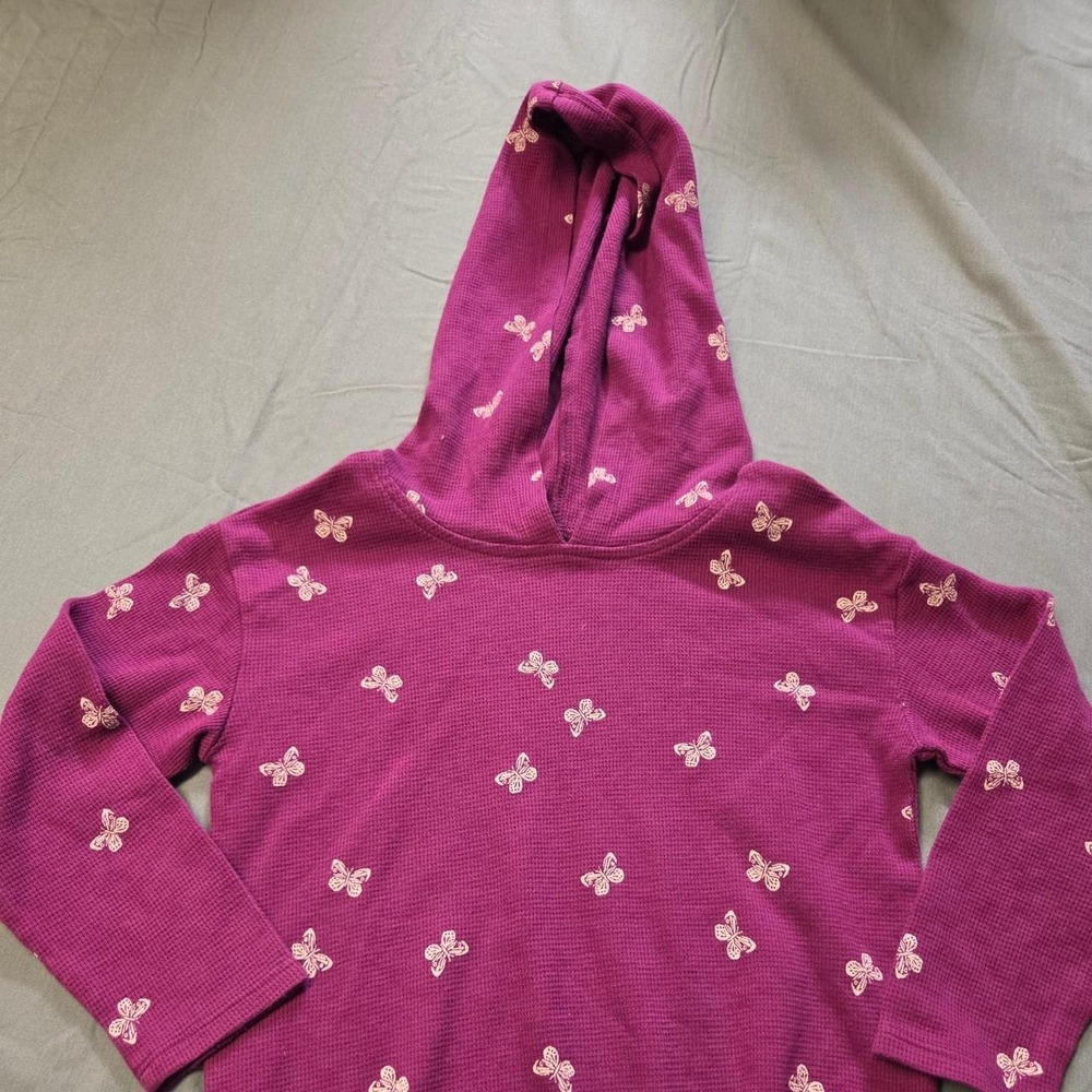 Osh Kosh B'Gosh Magenta Waffle Knit Girls Hoodie Butterflies